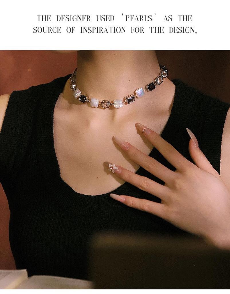Handmade Baroque Pearl Glass Necklace – Elegant, Versatile Clavicle Chain
