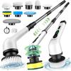 Cordless Bath Polisher with Electric Cleaning Brush, Deck Brush, and 9 Replacement Brushes, Lightweight, 4 Adjustable Lengths, 450/550 RPM Rotation Sp