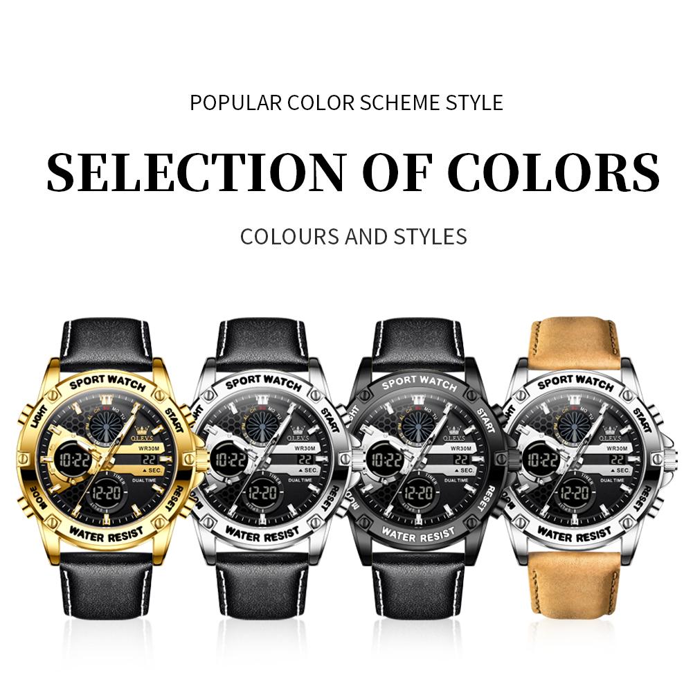 OLEVS 1110 Oem Custom logo Sport Luxury Brand Fashion Classic Multifunctional Chronograph Calendar Digital Watch for Man