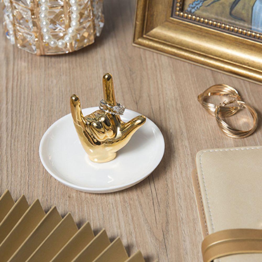 Nordic Ceramic Jewelry Plate Light Luxury Hand Storage Tray Gesture Ring Stand Home Decor