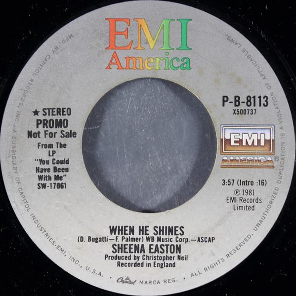 7-дюймовая пластинка SHEENA EASTON - When He Shines PB8113 EMI America 1981 США Соул/Фанк Б/У