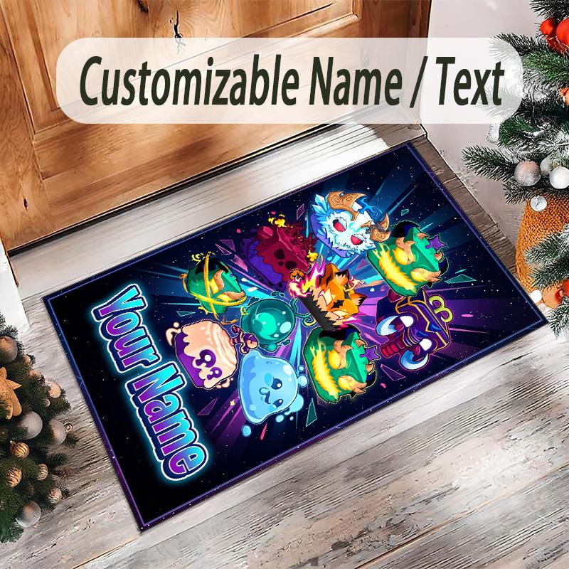 Personalized Crystal Velvet Carpet Custom Name Text,Blox Fruits Anti Slip Area Rug For Home Decoration