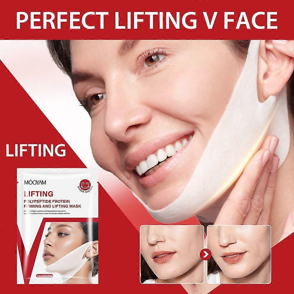 5Pcs V-Line Firming Mask, Face Lift Mask with Collagen, Hydrating Anti-aging, Neck Wrinkle Patches, Firming and Tightening Deep Collagen Mask for Lift