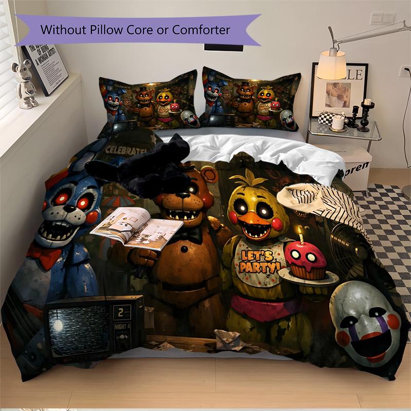 Five Nights Freddy'S Party Print 3Pcs Bedding Setduvet Cover With 2 Bedropillowcase Home Birthday Gift