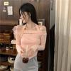WTEMPO Korean Style Solid Slash Neck Tops Girl's Irregular Long Sleeve Hollow Out Halter Slim Shirts Streetwear