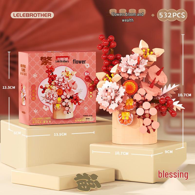 Sakura Treehouse Building Set with Dust Cover - Compatible Toy Blocks Bouquet for Kids, Perfect Arbor Day Gift