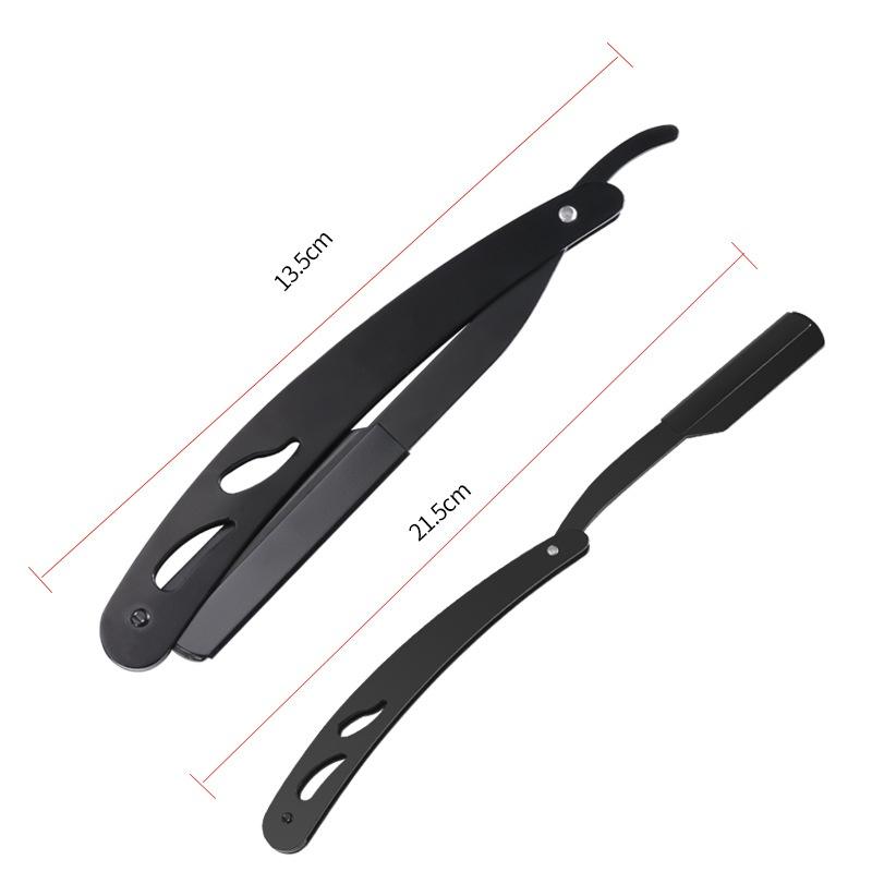 Новая модная бритва из нержавеющей стали с прямым лезвием, парикмахерская, ручная бритва для бритья, многоцветная пластиковая ручка для мужчин, 1 бритва + 10 лезвий