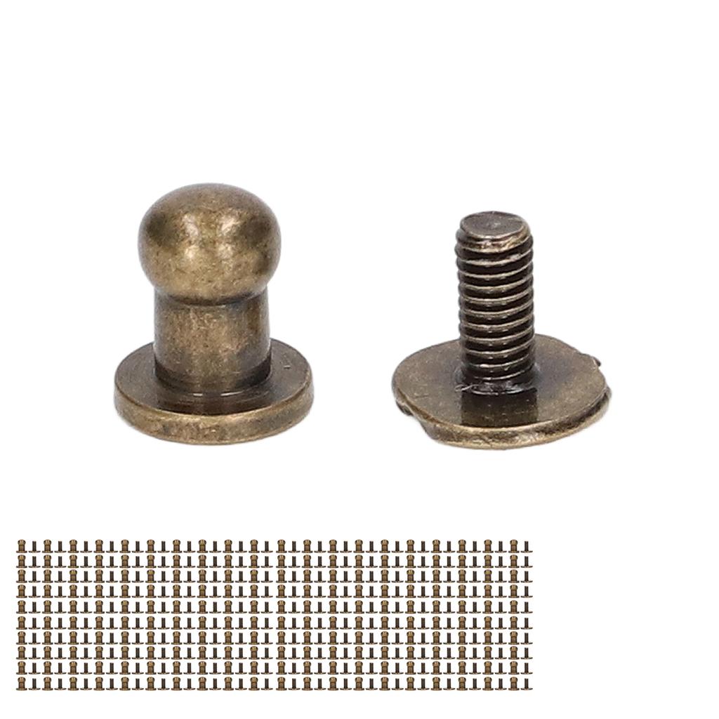 200 Sets Chicago Screws Round Head Rivets 7x5mm DIY Handcraft Pure Copper Round Head Rivets Leather