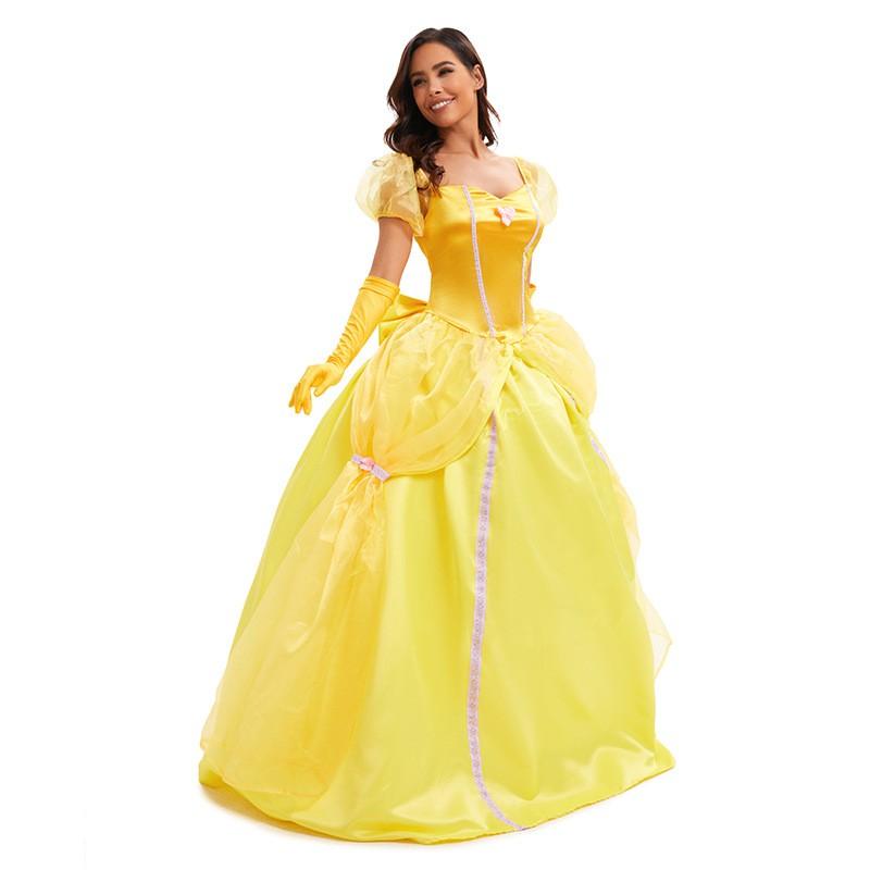 Halloween Costume Belle Princess Dress Cosplay Women Beauty Beast Theme Stage Wear