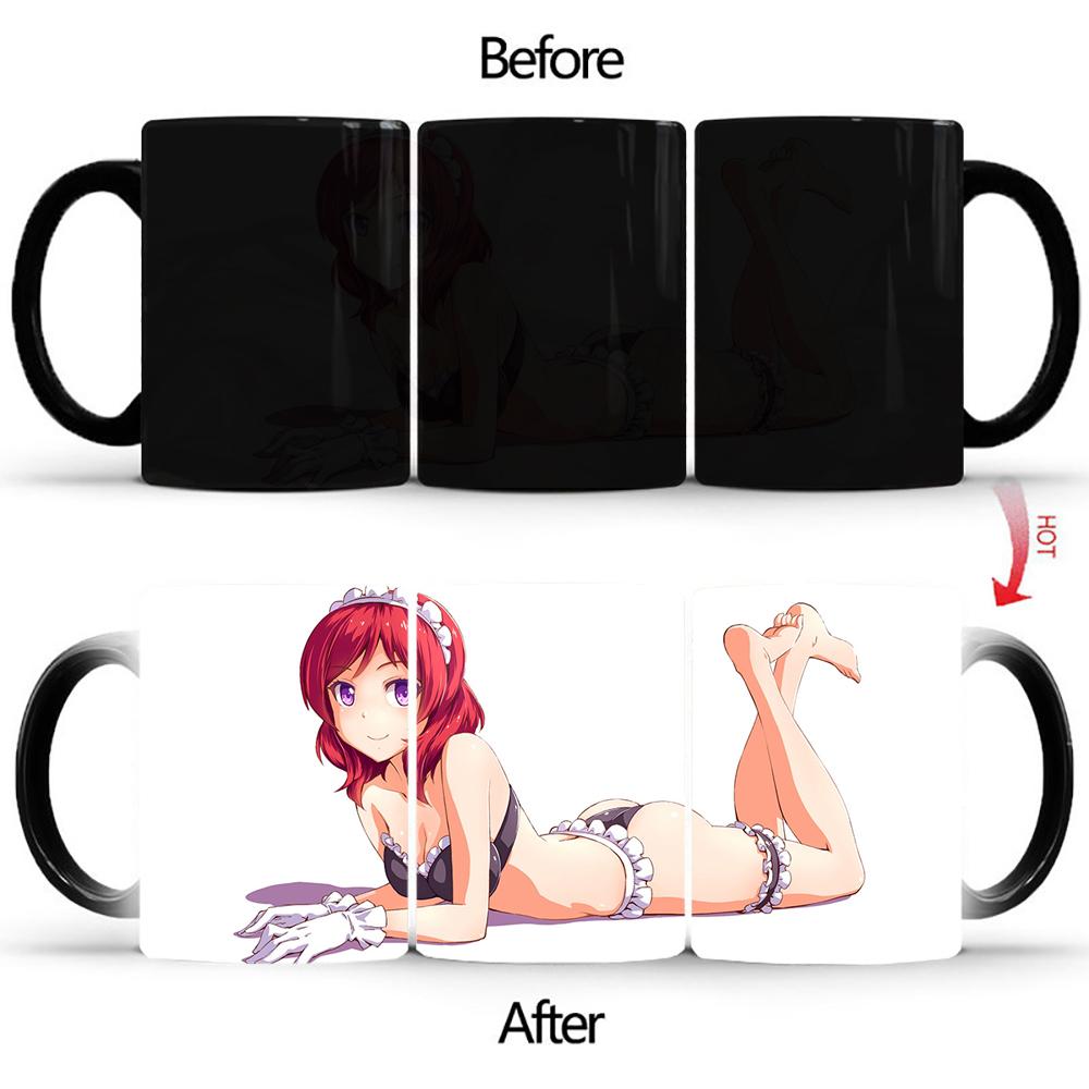 Сексуальная черная кружевная волшебная кружка BSKT-165 Чашки и кружки Керамическая чашка Кружки, меняющие цвет, обесцвечивающие кофейные кружки Аниме Персонализированные подарки