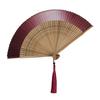 Ancient Fan Hollow Out with Tassels Vintage Bamboo Folding Fan Decor Ladies Hand Fan Daily Use