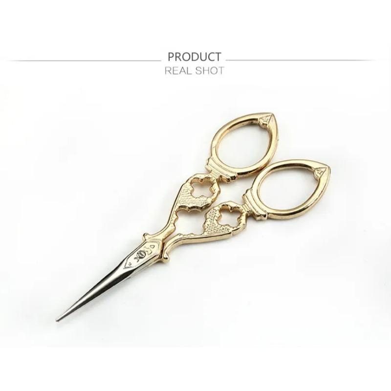Gold-plated Embroidery Vintage Tailor Scissors Stainless Steel Mini Small Antique Pointed Mini Shears Clothing Cutting Tools