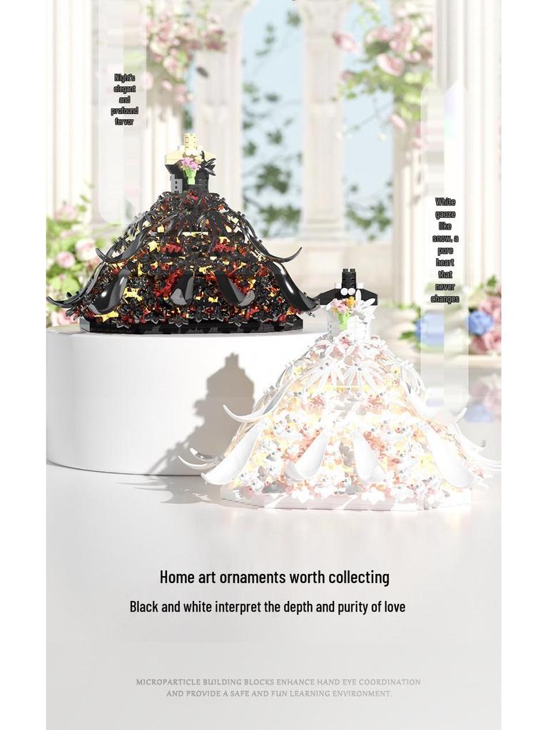 Совместимая Lego Белое Свадебное Платье Микро Алмазный Строительный Блок Фигурка Игрушка - Подарок для Девочек.