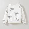 2-7 Years Kids Girl Round Neck Sweatshirt Cute Bowknot Print Long Sleeve Top Shirts