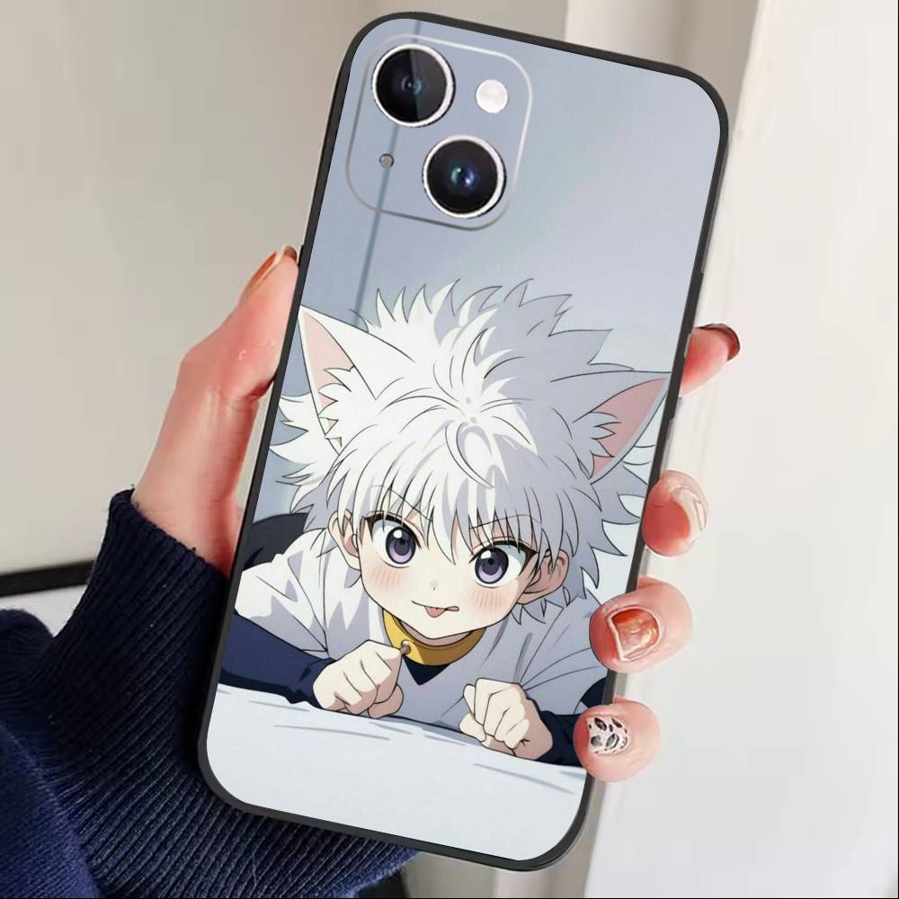 F-Киллуа Зольдик H-Hunter X Hunter Чехол для телефона iPhone17,16,15,14,13,12 Plus,Max Мягкий силиконовый Черный чехол