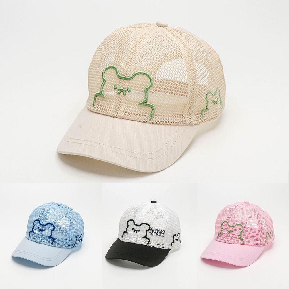 Cartoon Bear Children Baseball Cap Breathable Mesh Baby Beach Hat Panama Cap For 2-5 Years Old