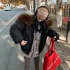 Hong Kong and Macao wind down cotton clothes women's big fur collar new cotton clothes horn buckle pie to overcome winter cold jacket women