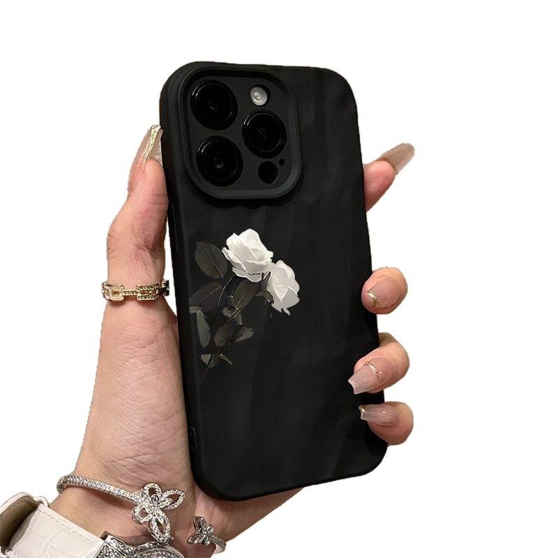 Новые складки подходят для чехла для мобильного телефона iphone17pro Apple 15 трехмерный 14 белый цветок 13promax Япония и Корея 16x.