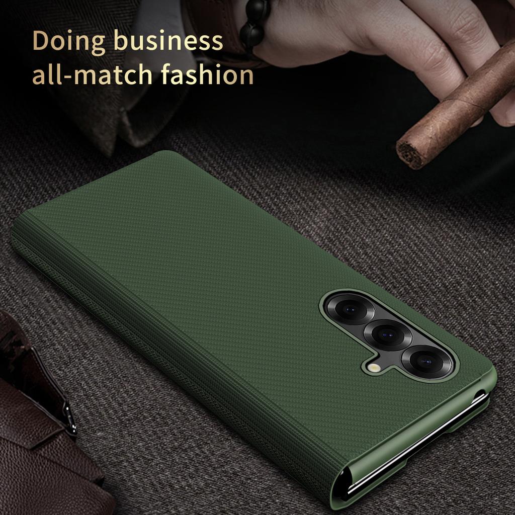 For Samsung Galaxy Z Fold7 5G Case Kevlar Texture Leather+PC Stand Phone Cover