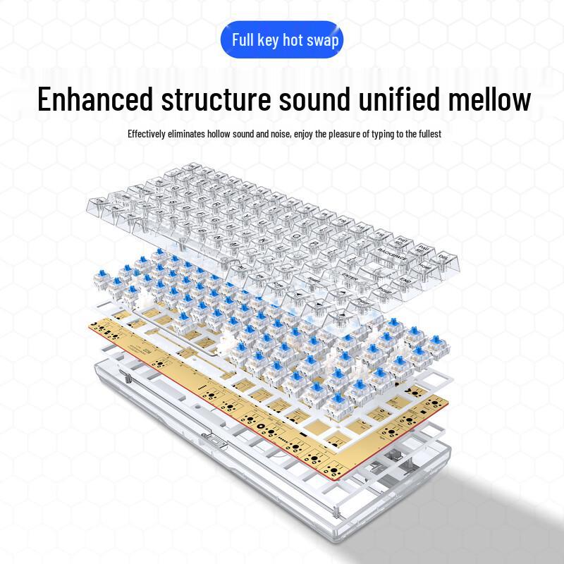 Y-FRUITFUL K840 84-Key RGB Hot-Swappable Mechanical Keyboard with Transparent Keycaps
