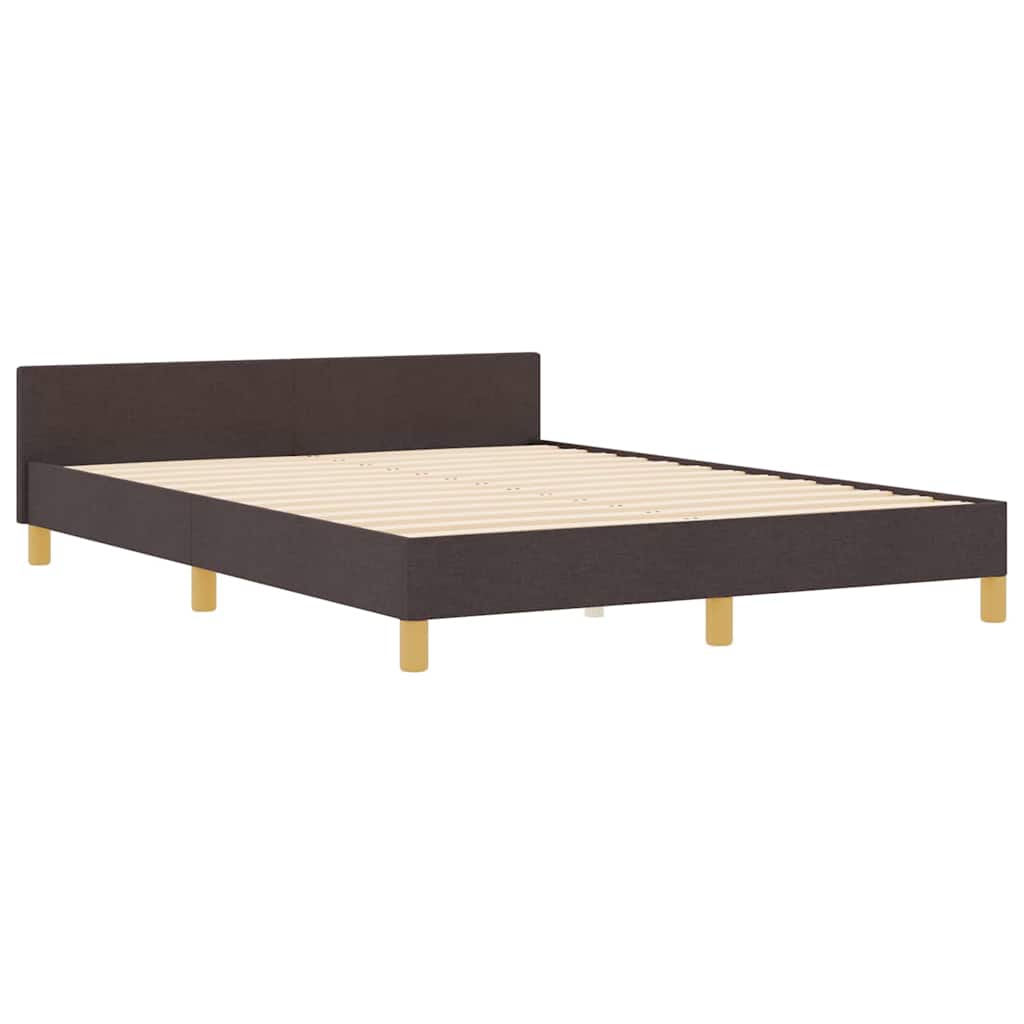 Bed Frame with Headboard Dark Brown 140 x 190 cm Fabric