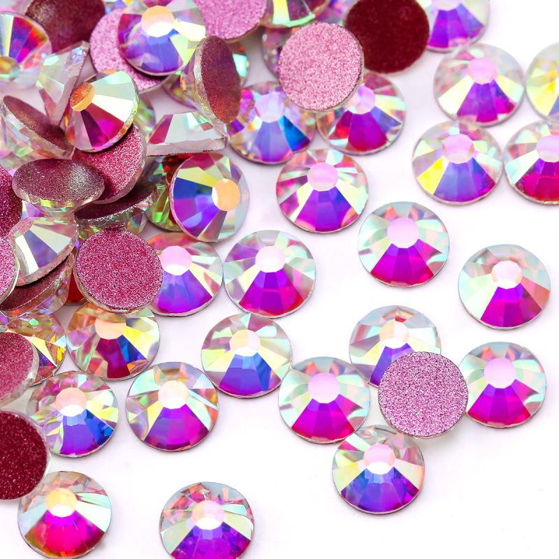 Pujiang Crystal Rhinestone Glass Flat Bottom Diamond Clothing Accessories Round Nail Drill Diy Stud Earrings Bag Sticker Drill