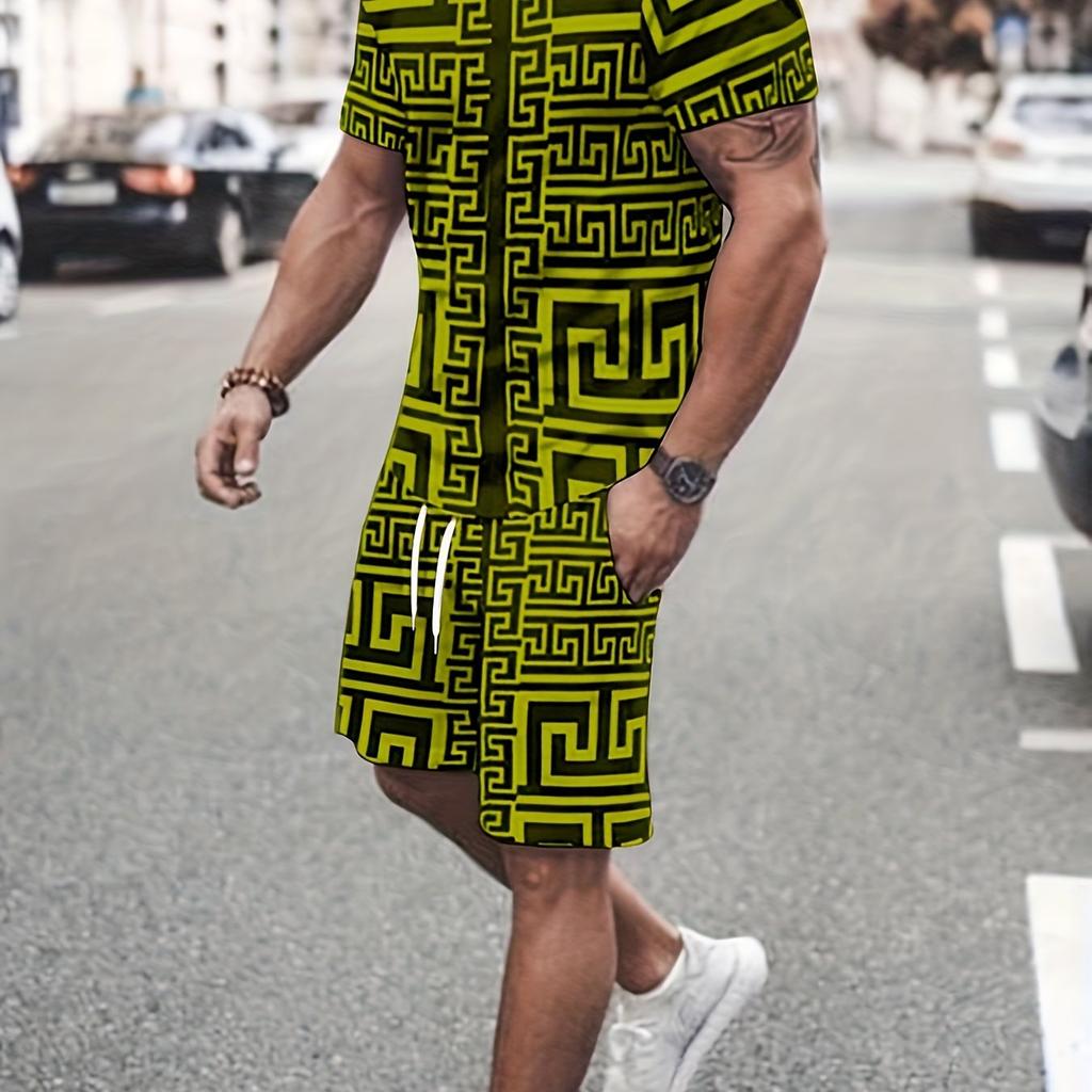 2 шт. Мужской пижамный комплект с 3D-принтом печатной платы — удобная домашняя одежда с облегающими топами и шортами для спорта и фитнеса