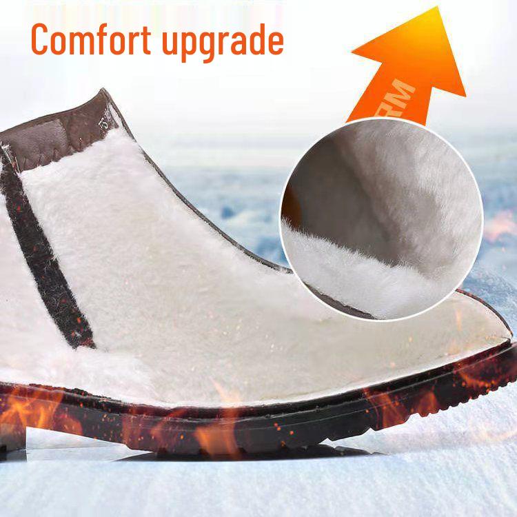 Мужские высокие ботинки Martin: Мягкая кожа, Увеличивающие рост, Плюс бархат, Утолщенные зимние хлопковые ботинки.