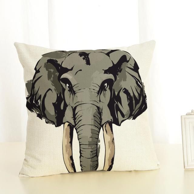 Creative Cartoon Elephant Cushion Cover Cotton Linen Elephant Printing Pillow Case For Sofa Home Decoration Almohada Zt89