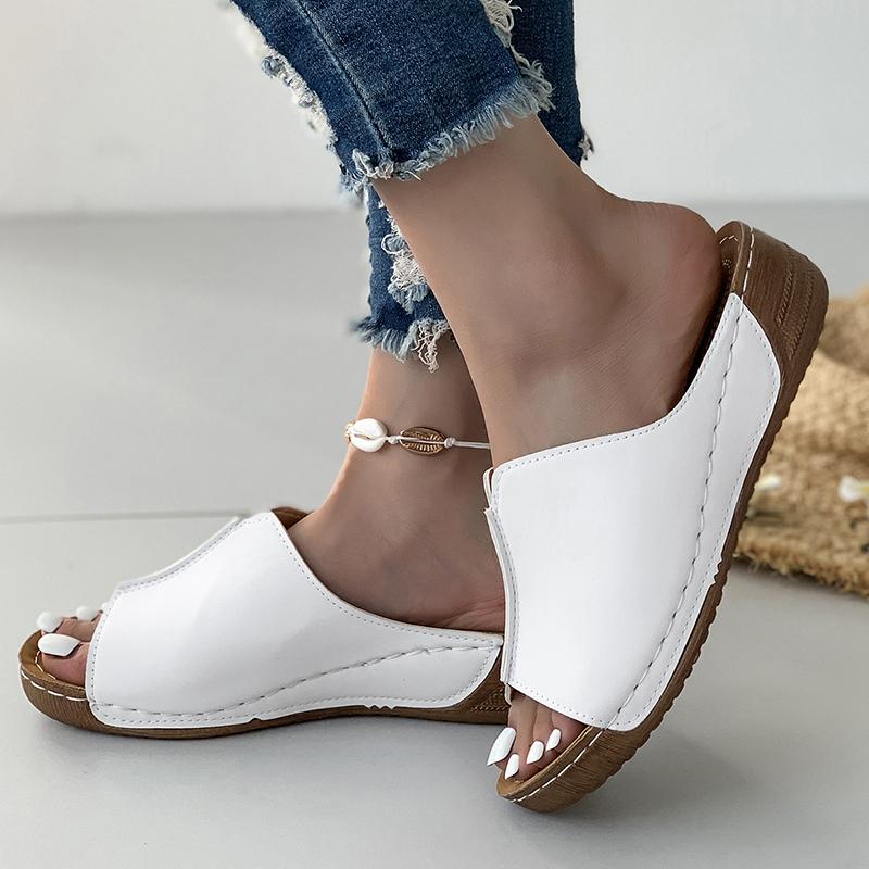Летняя обувь Женские сандалии Большие размеры Классика Slip On Тапочки Женские туфли на танкетке Базовая обувь для женщин Zapatos De Mujer