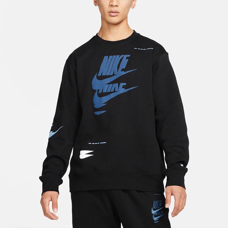 Nike Спортивная одежда Базовые толстовки Мужские Черный Круглый вырез Утепленная Обычный крой DM6876-010