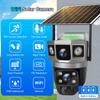 Dual Lens Triple Screens WiFi Solar Camera Outdoor12MP 6K CCTV Video Monitor PIR Motion Detection Security Cam Built In Battery