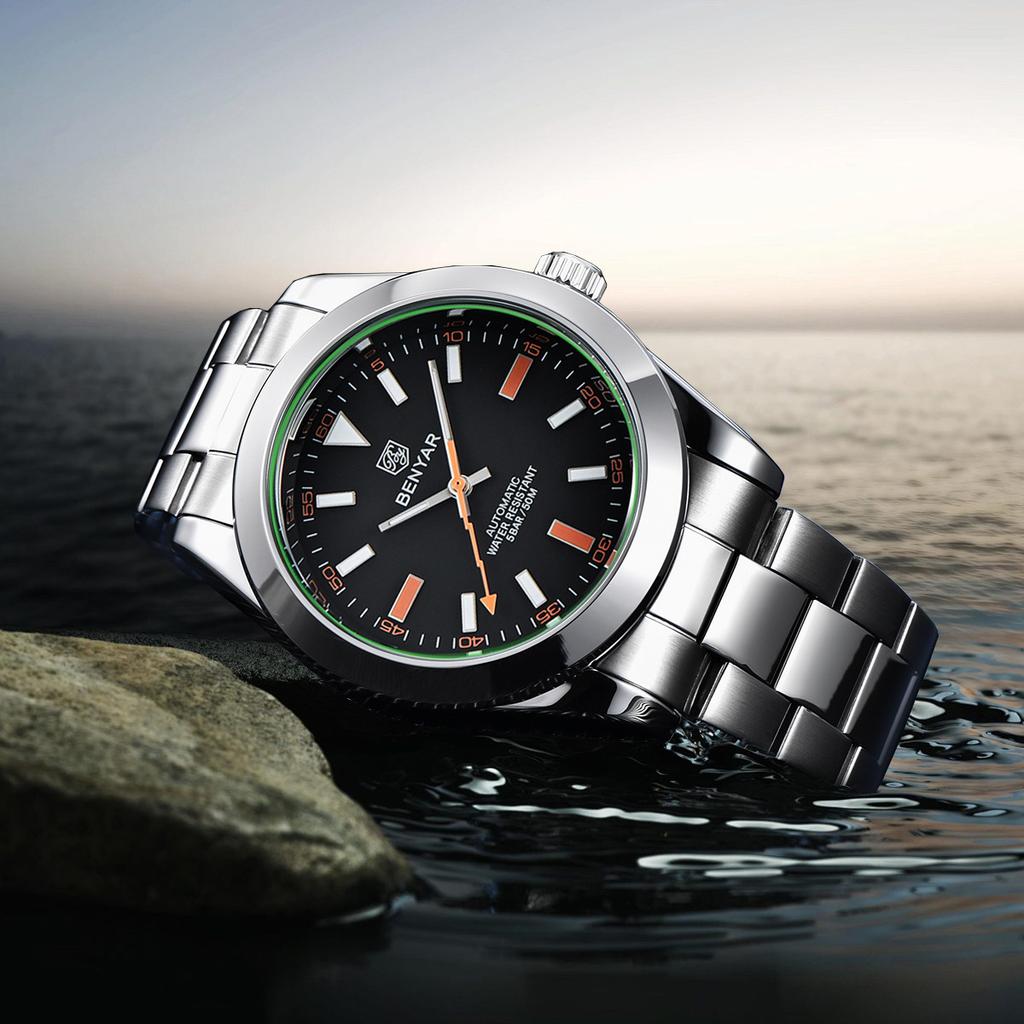 Benyar 5176 Men's Automatic Mechanical Watch Luxury Business Watch Waterproof 50M Night Light Fashion Watch