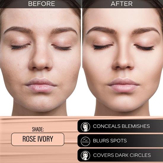 FACESCANADA Водостойкий набор для фиксации и финиша | Фиксатор макияжа (50мл) + Rose Ivory All Day Hydra Matte Mini Foundation (15мл)|Набор косметики для женщин