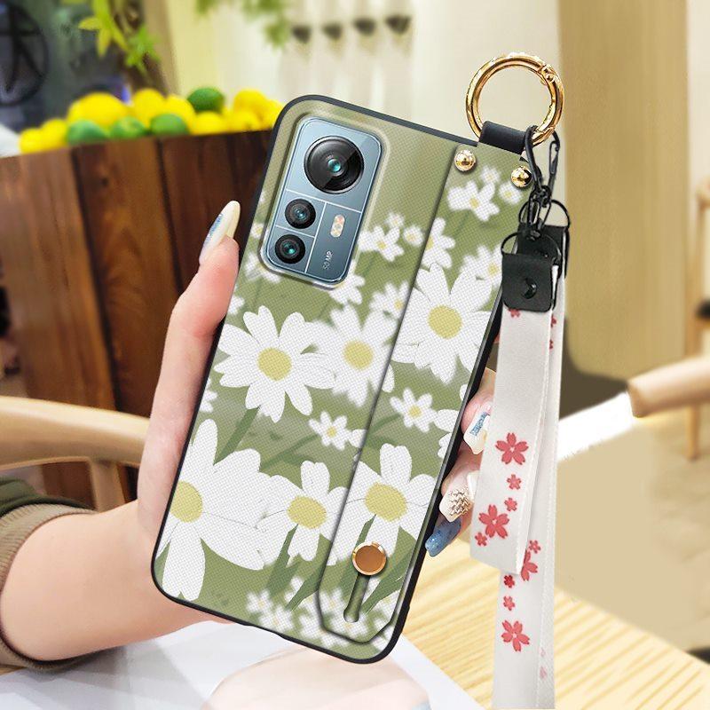 Dirt-resistant Durable Phone Case For Blackview A85 Phone Holder Anti-knock Wrist Strap Wristband Back Cover Ring Flower