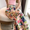Summer Flower Trousers High-waisted Wide-legged Trousers Loose Straight Nine-minute Tide Seashore Mosquito-proof Leisure Beach Pants