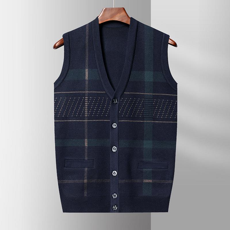Папин жилет мужской теплый безрукавный жилет на осень и зиму вязаный кардиган жилет для мужчин среднего и пожилого возраста одежда для дедушки
