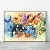 Japanese Anime Canvas Paintings Pokemon Eeveelution Watercolor Style High Quality Art Children Gifts Living Room Home Decoration
