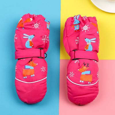 Зимние детские лыжные перчатки для детей 2-6 лет с оленем и кроликом, водонепроницаемые, нескользящие, толстые, теплые, ветрозащитные, с длинными рукавами-варежками