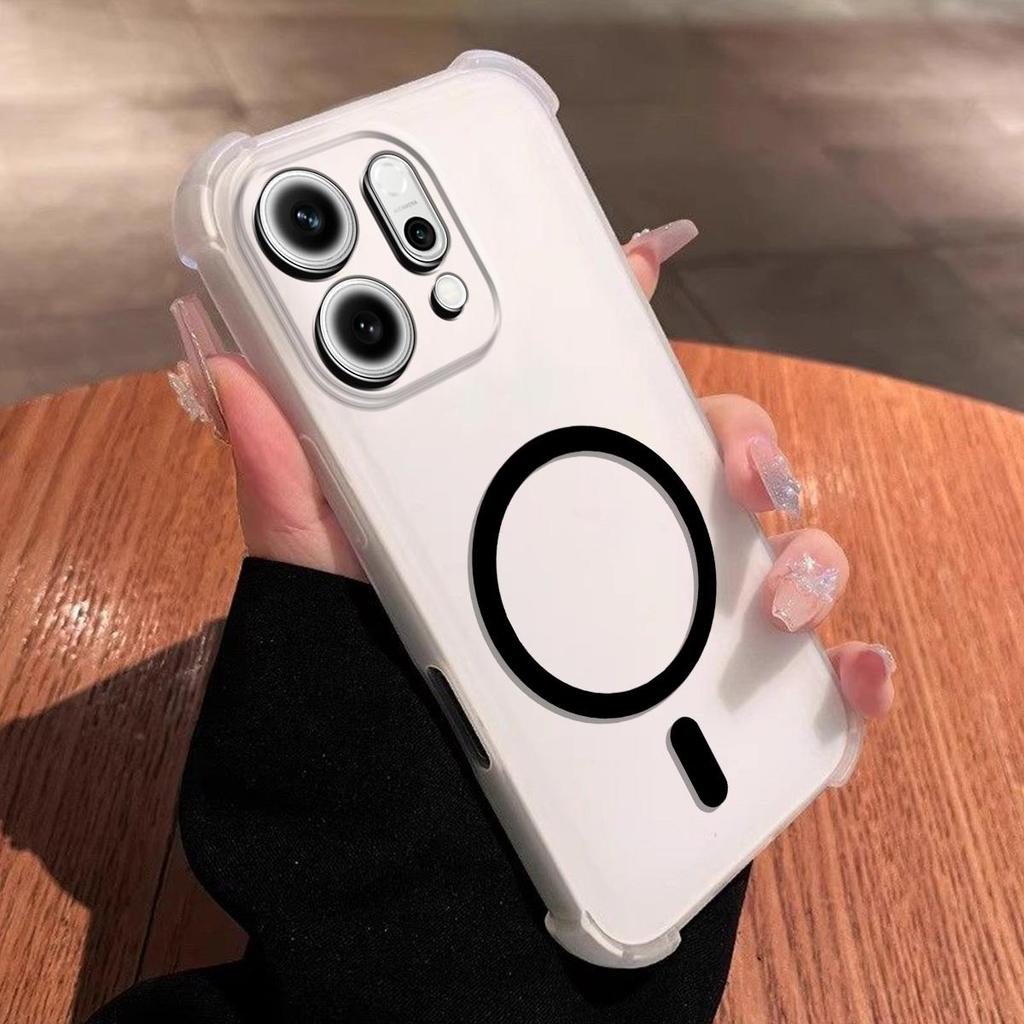 Чехол для OPPO Reno14 Pro 5G, Reno14 5G Милый с воздушными углами Пастельный матовый Магнитный корпус Полуударопрочный чехол для телефона