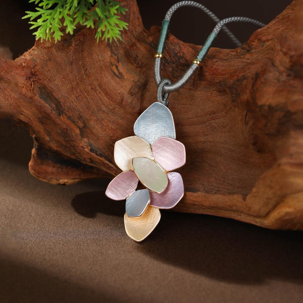 Эмалевый цвет полый геометрический цветок длинная подвеска, женская подвеска-ожерелье в форме сердца с высоким чувством универсальности