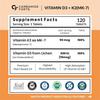 Carbamide Forte Витамин D3 K2 | Добавка витамина D3 K2 для здоровья костей и сердца | Таблетки витамина D с витамином K2 MK7-120 Вегетарианские таблетки