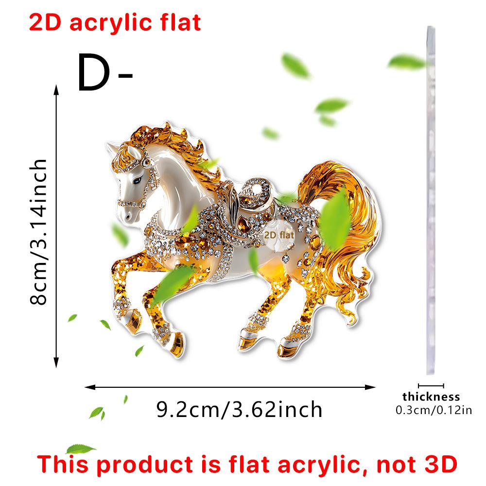 Golden Acrylic Horse Keychain 2D Car Rearview Mirror Pendant for Backpack Home Decor Christmas Ornament Western Theme Gift
