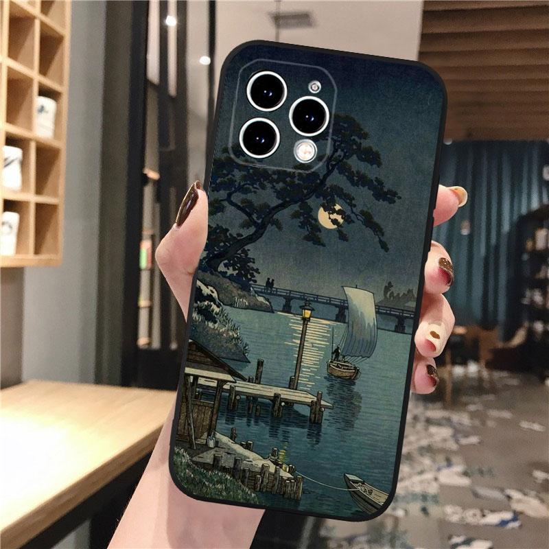 Japanese style Art Crane Fuji Mountain Phone Case For iphone 17 Pro Air 17ProMax 16 15 14 13 Pro Max 16 15 14 13 Pro 15Plus