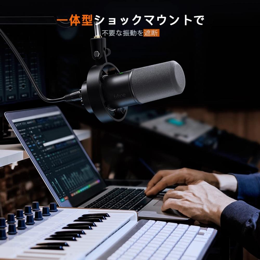 FIFINE Микрофон USBXLR Potcast Динамический микрофон Кардиоидная диаграмма направленности Однонаправленный кабель USB-C - USB-A в комплекте Оснащен разъемом XLR Совместим