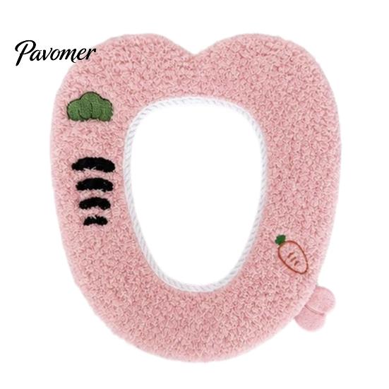 Comfortable Commode Seat Covers Plush Cartoon Toilet Mat, Soft Thickened Washable Bathroom Pad Cover Pads with Handle, Warm Skin-Friendly Adhesive