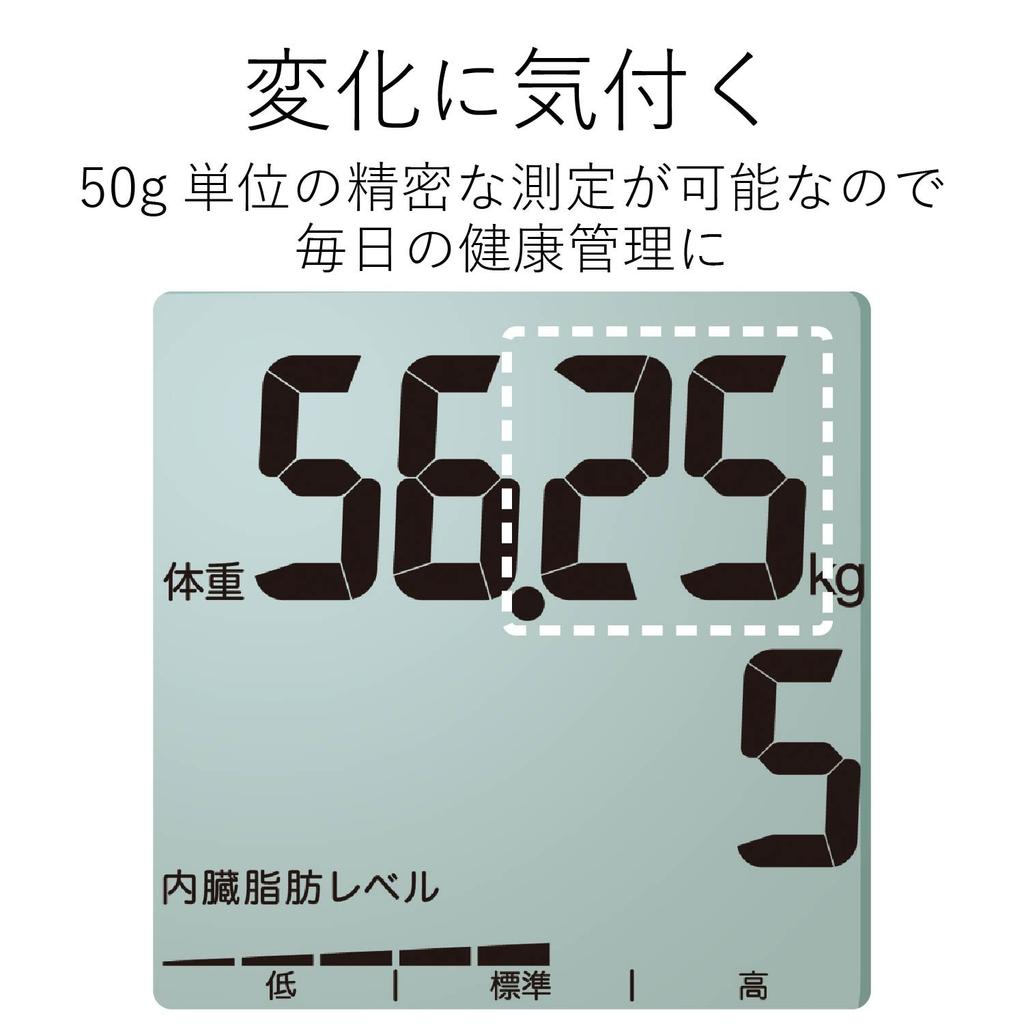 ELECOM Body Composition Monitor Compact Measure Body Fat Visceral Fat Skeletal Muscle Bone and Basal White [Can Weight, Percentage, Level, BMI,