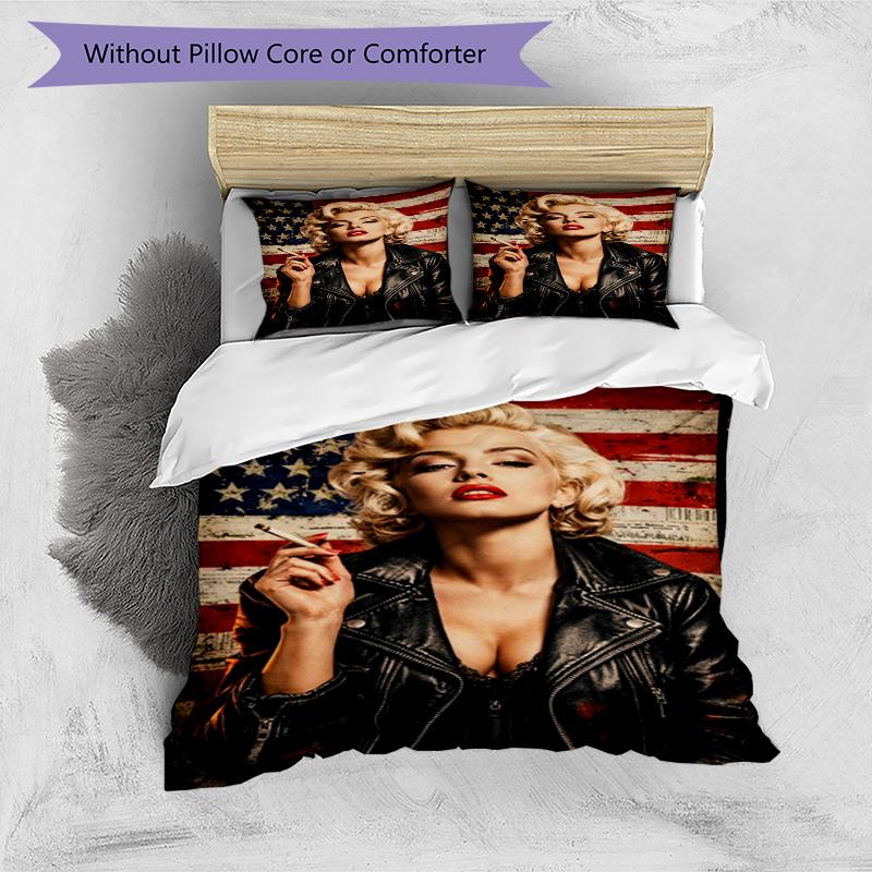 American Icon Design Bed Bedding Set 1 Duvet Cover + 2 Pillowcases Soft Breathable Household Bed Linens