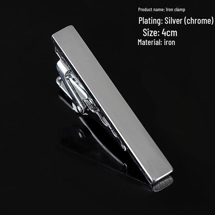 Корейский мужской серебряный формальный зажим для галстука - простой дизайн линии 4 см, идеальный подарок на праздник