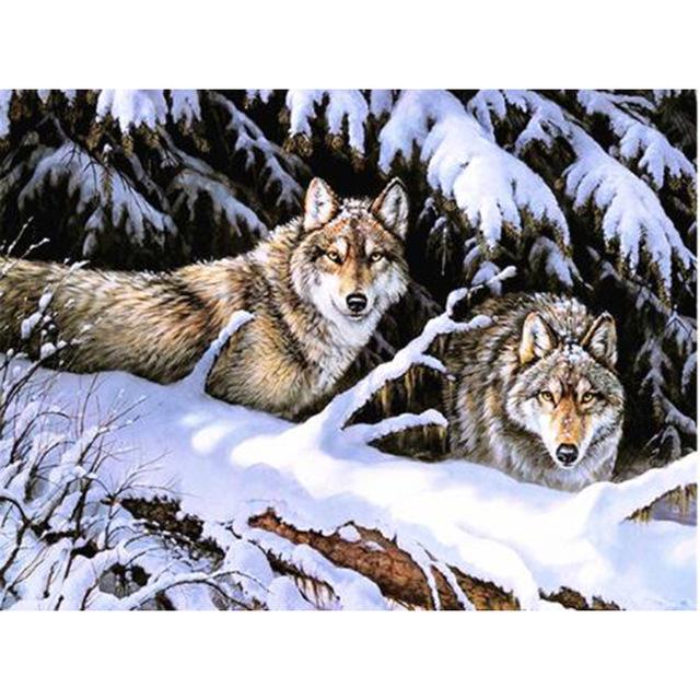DIY 5D Алмазная картина Волк Животное Мозаика Комплект Вышивка крестом Алмазная вышивка Полный дрель Круглый